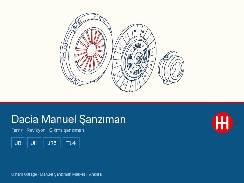 Dacia manuel şanzıman şeması — debriyaj seti, JB · JH · JR5 · TL4 aileleri, Ustam Garage Ankara
