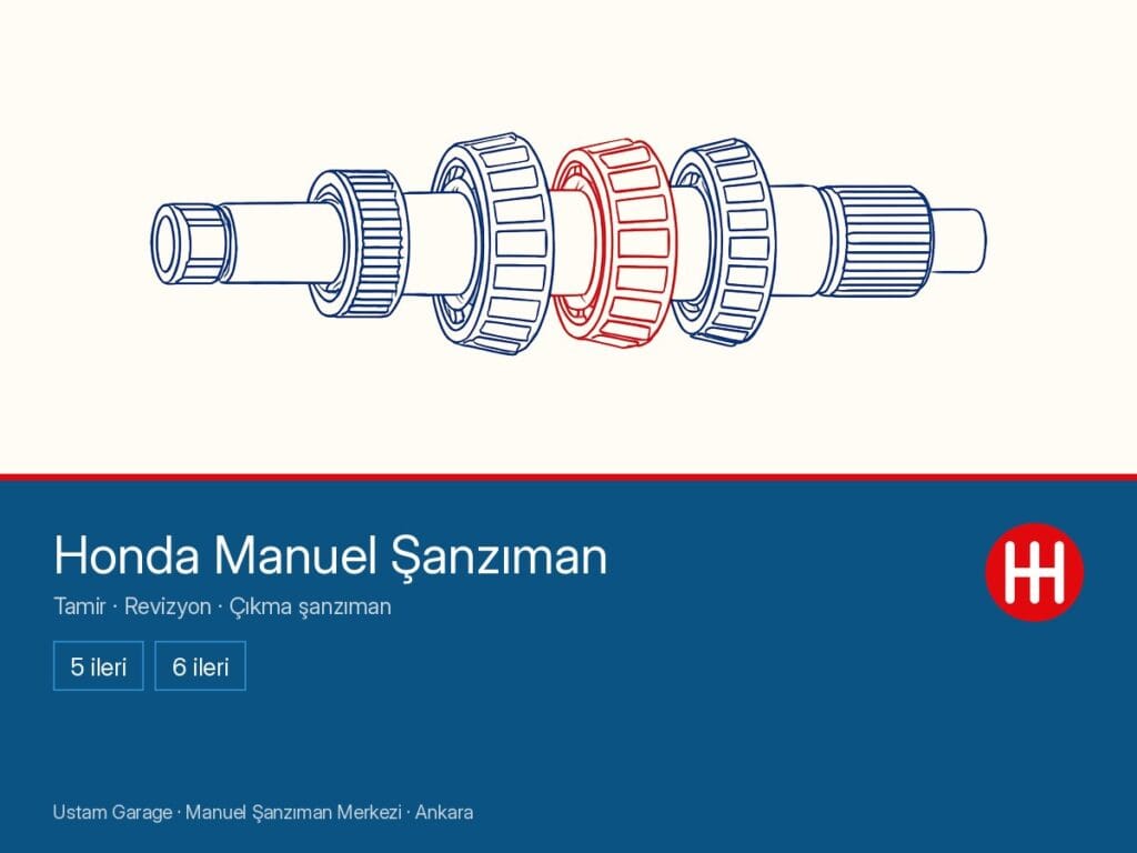 Honda manuel şanzıman şeması — giriş mili rulmanları, 5 ileri · 6 ileri aileleri, Ustam Garage Ankara