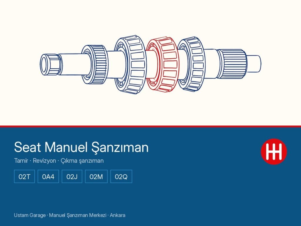 Seat manuel şanzıman şeması — giriş mili rulmanları, 02T · 0A4 · 02J · 02M · 02Q aileleri, Ustam Garage Ankara
